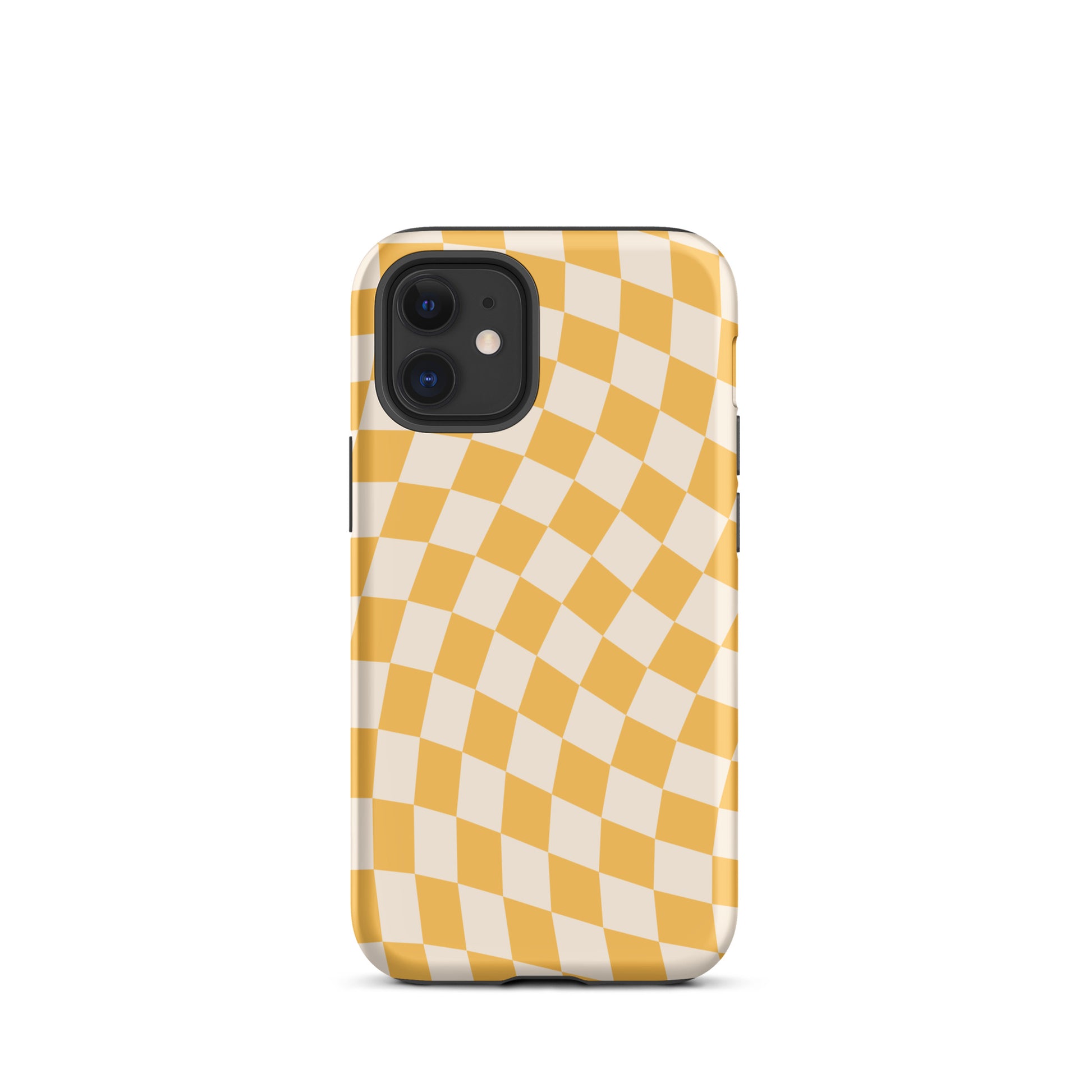 Yellow Wavy Checkered iPhone Case iPhone 12 mini Matte