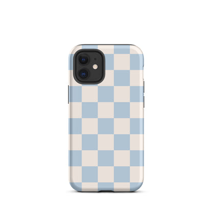 Light Blue & Beige Checkered iPhone Case