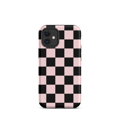 Pink & Black Checkered iPhone Case