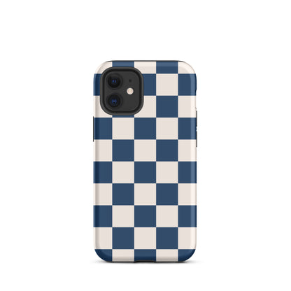 Navy & Beige Checkered iPhone Case