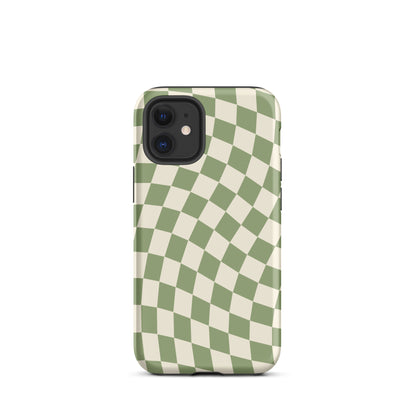 Green & Beige Wavy Checkered iPhone Case