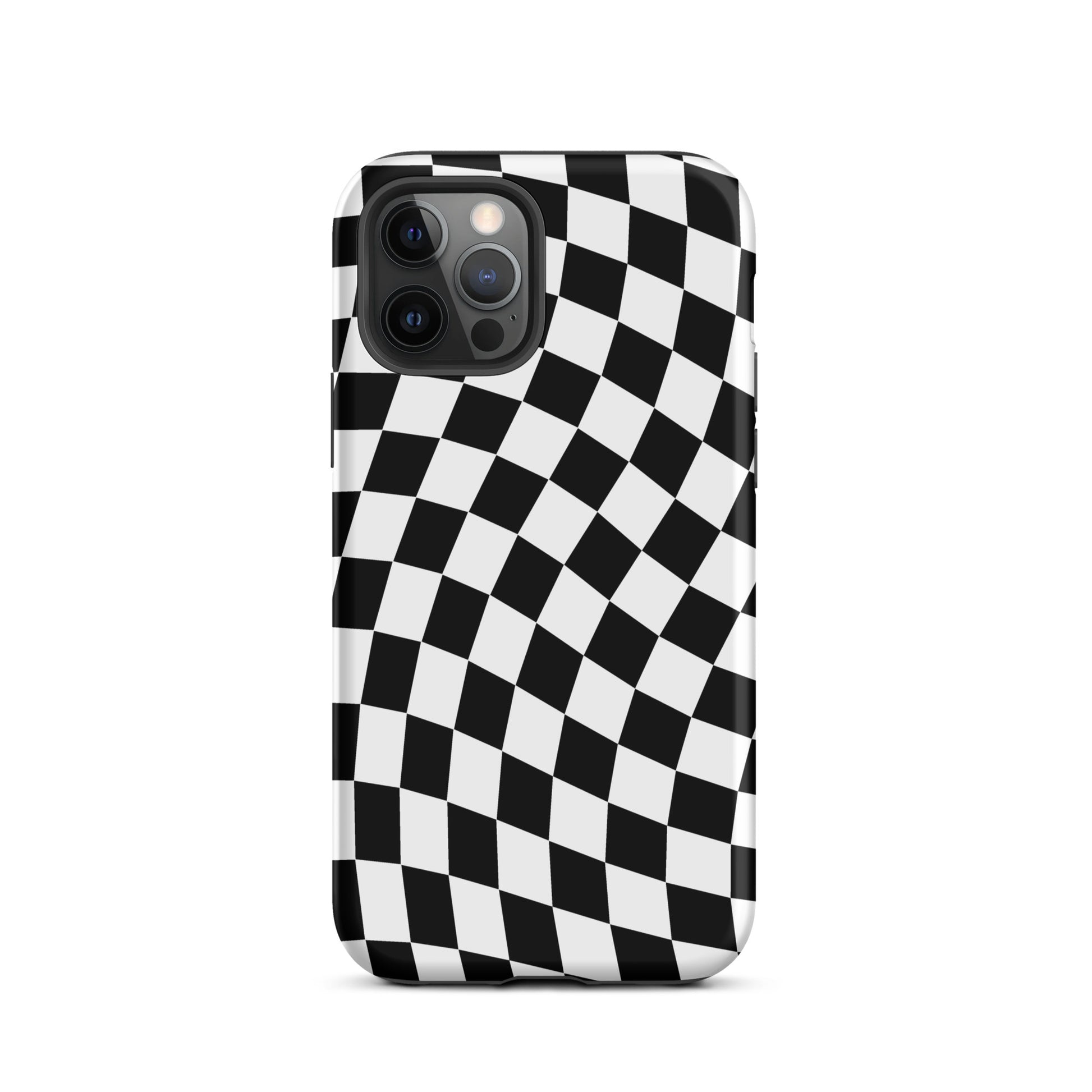 Black Wavy Checkered iPhone Case iPhone 12 Pro Matte