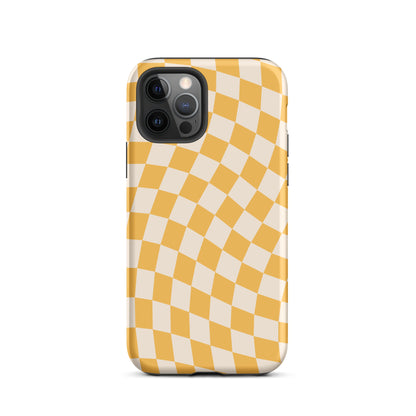 Yellow Wavy Checkered iPhone Case iPhone 12 Pro Matte