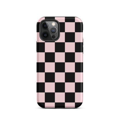 Pink & Black Checkered iPhone Case