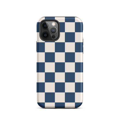 Navy & Beige Checkered iPhone Case