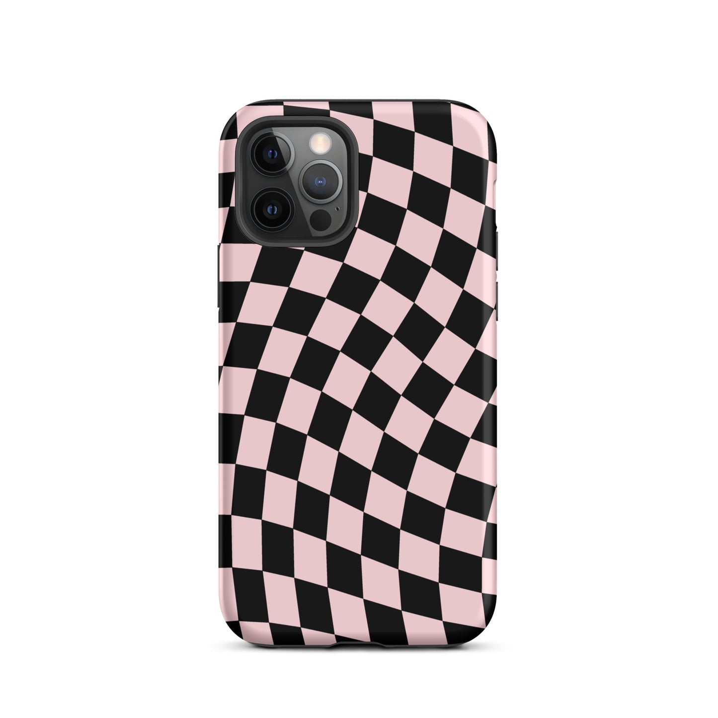 Pink & Black Wavy Checkered iPhone Case