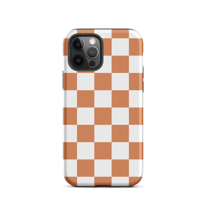 Dark Orange & White Checkered iPhone Case