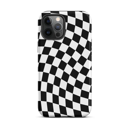 Black Wavy Checkered iPhone Case iPhone 12 Pro Max Matte