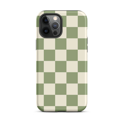 Green & Beige Checkered iPhone Case