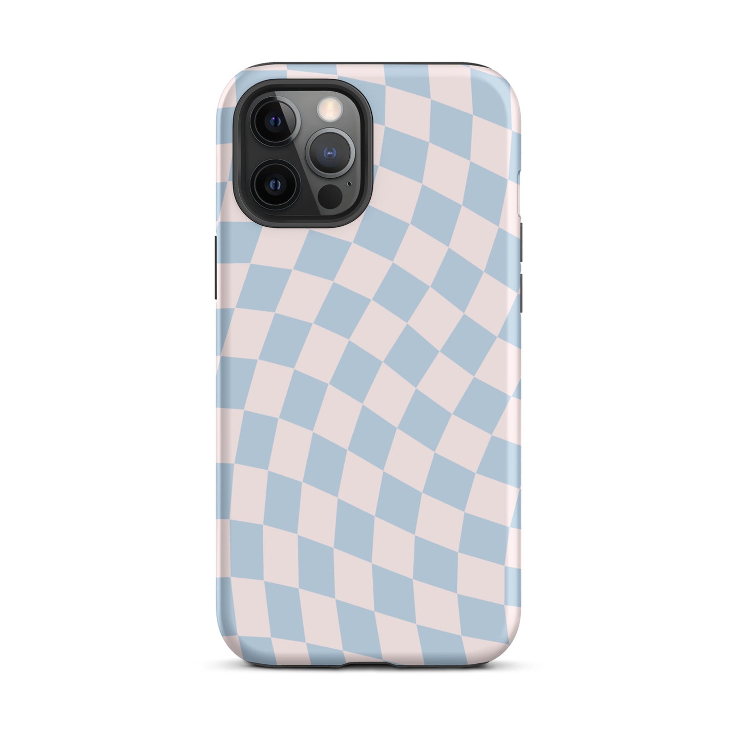 Light Pink & Blue Wavy Checkered iPhone Case
