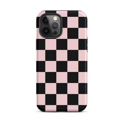 Pink & Black Checkered iPhone Case