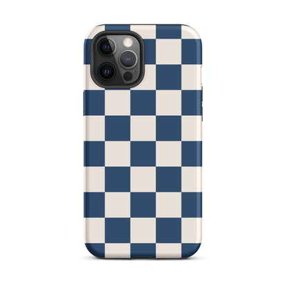 Navy & Beige Checkered iPhone Case