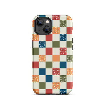 Vintage Flowers Checkered iPhone Case iPhone 13 Matte