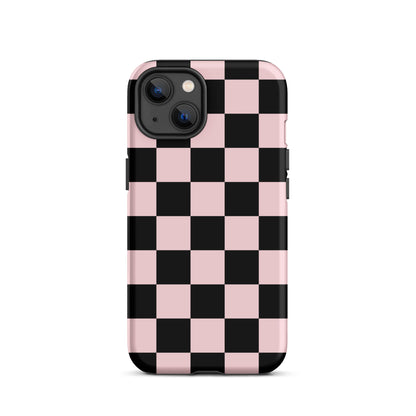 Pink & Black Checkered iPhone Case