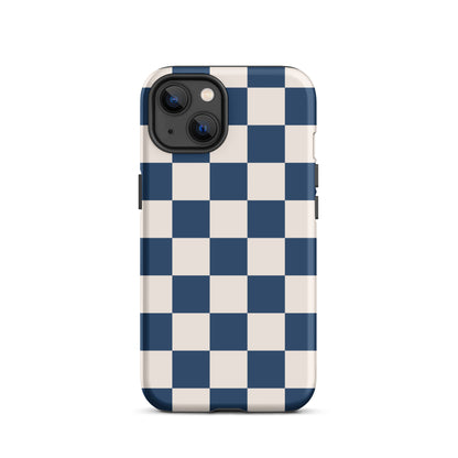 Navy & Beige Checkered iPhone Case