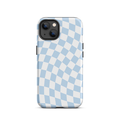 Blue Wavy Checkered iPhone Case