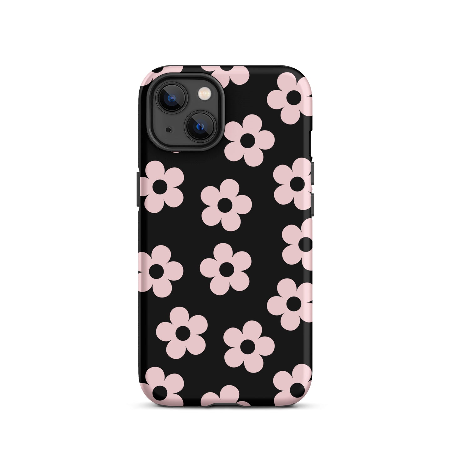 Black & Pink Retro Flowers iPhone Case