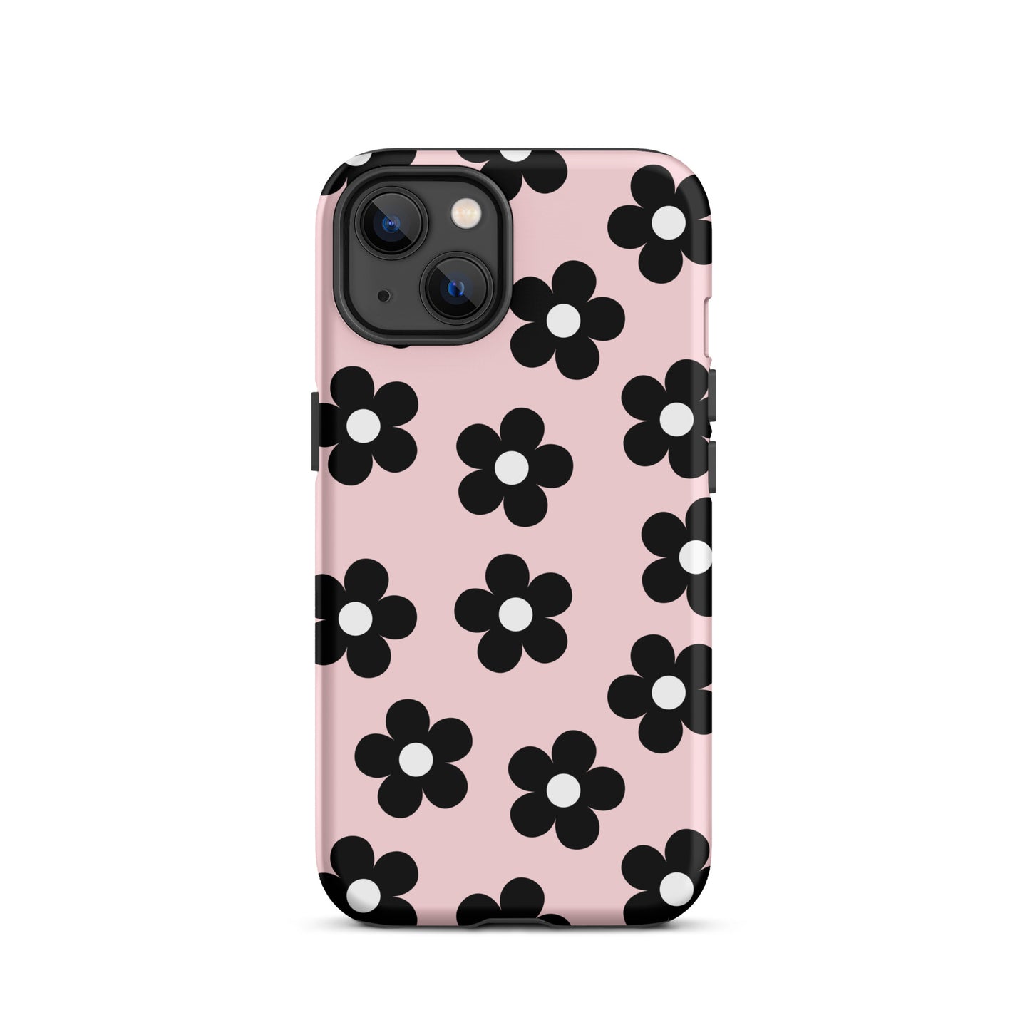 Pink & Black Retro Flowers iPhone Case
