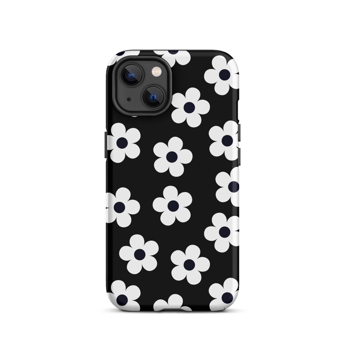 Black Retro Flowers iPhone Case