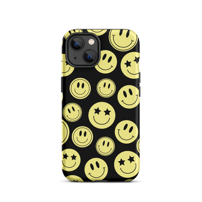 Black Smiley Faces iPhone Case