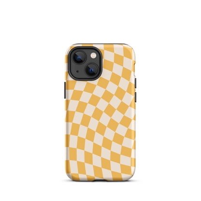 Yellow Wavy Checkered iPhone Case iPhone 13 mini Matte