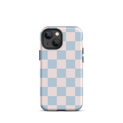 Light Pink & Blue Checkered iPhone Case