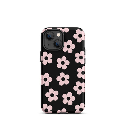 Black & Pink Retro Flowers iPhone Case