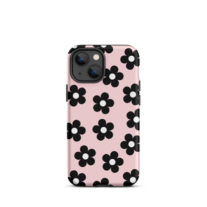 Pink & Black Retro Flowers iPhone Case