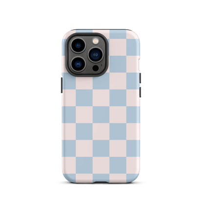 Light Pink & Blue Checkered iPhone Case