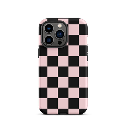 Pink & Black Checkered iPhone Case