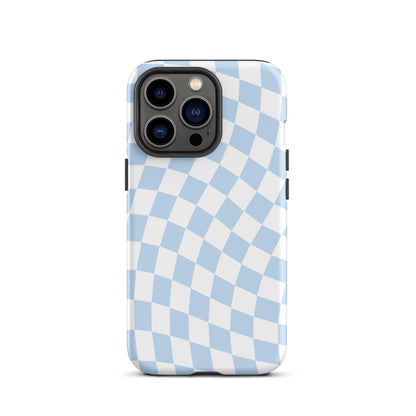 Blue Wavy Checkered iPhone Case