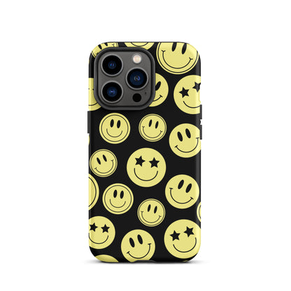 Black Smiley Faces iPhone Case