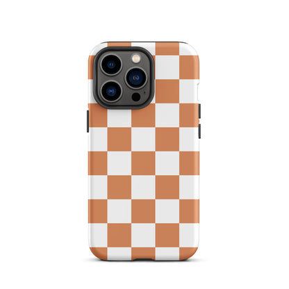 Dark Orange & White Checkered iPhone Case