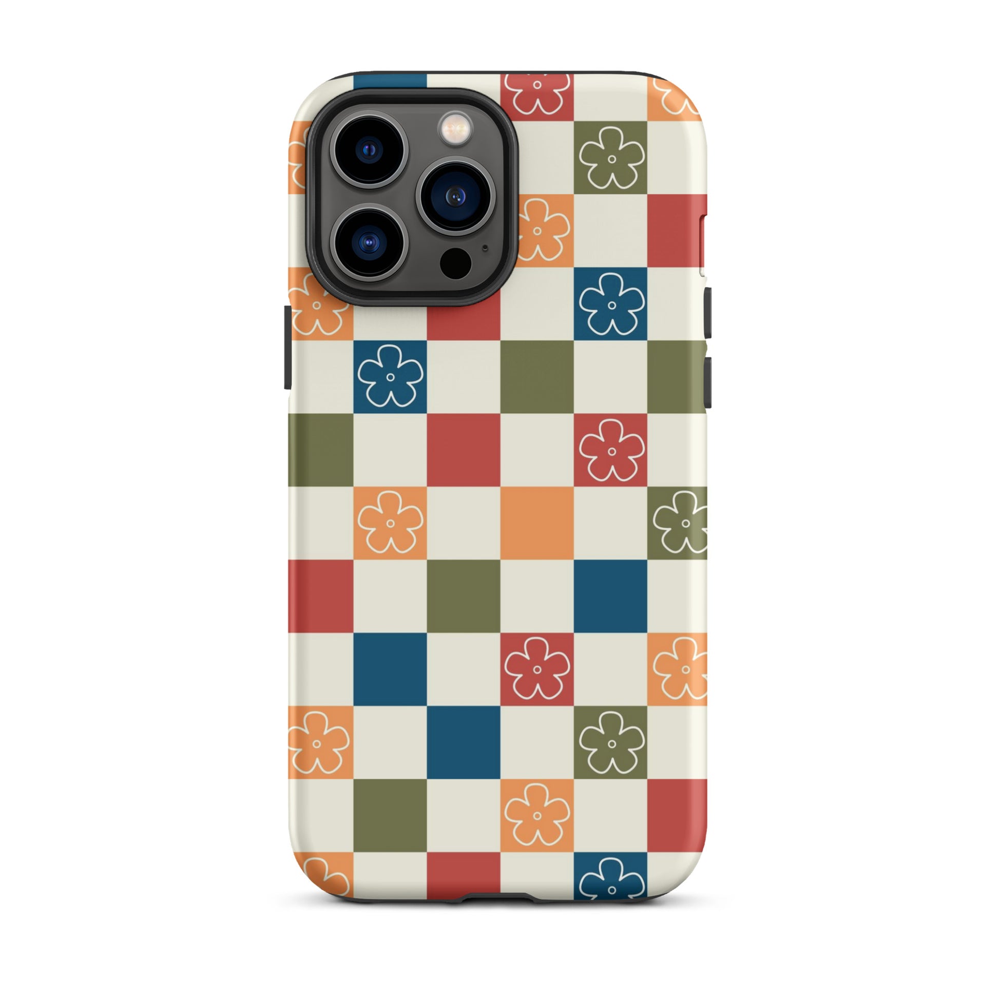 Vintage Flowers Checkered iPhone Case iPhone 13 Pro Max Matte