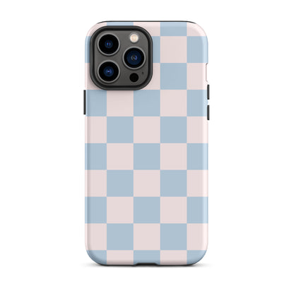 Light Pink & Blue Checkered iPhone Case