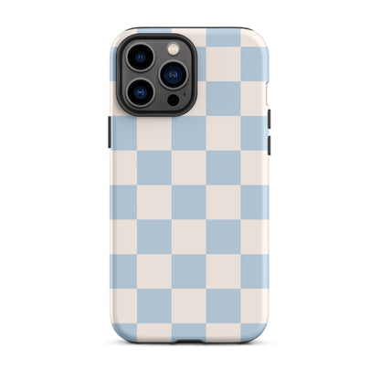 Light Blue & Beige Checkered iPhone Case