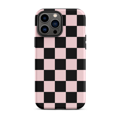 Pink & Black Checkered iPhone Case