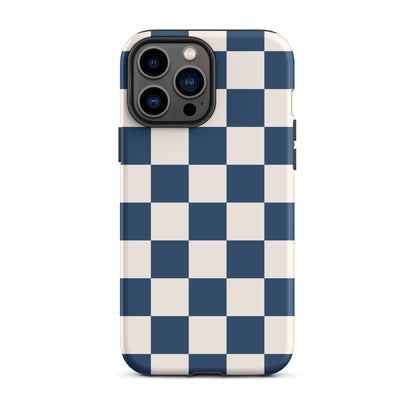 Navy & Beige Checkered iPhone Case