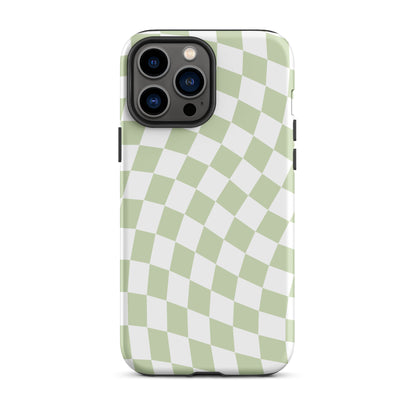 Light Green Wavy Checkered iPhone Case