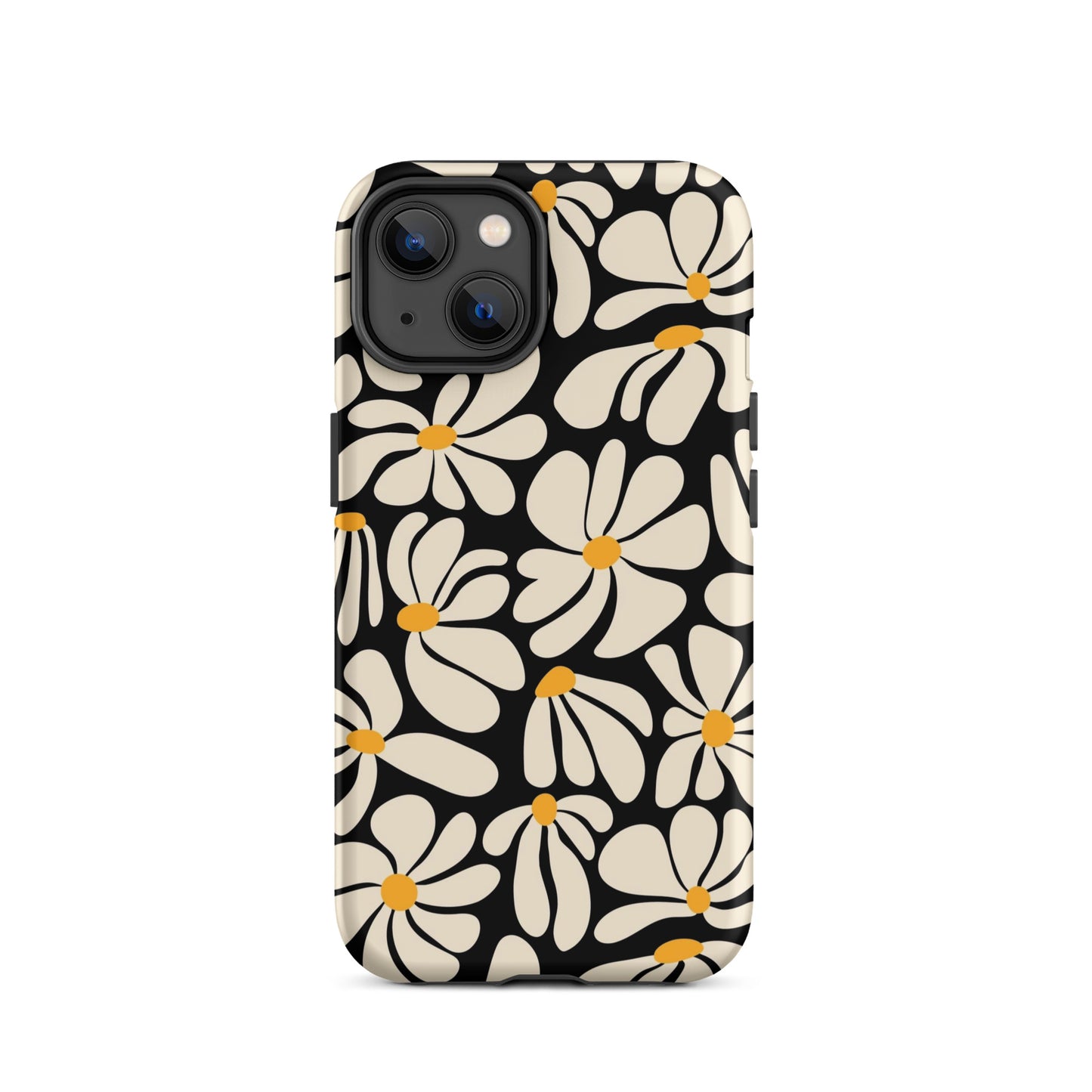 Black Retro Flowers iPhone Case iPhone 14 Matte