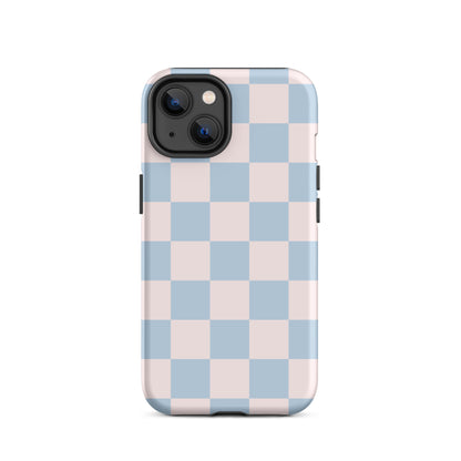 Light Pink & Blue Checkered iPhone Case