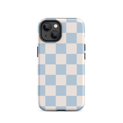 Light Blue & Beige Checkered iPhone Case