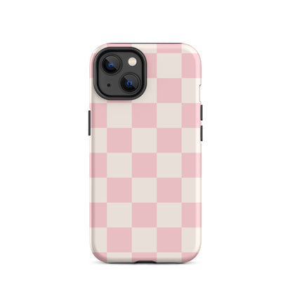 Light Pink & Beige Checkered iPhone Case