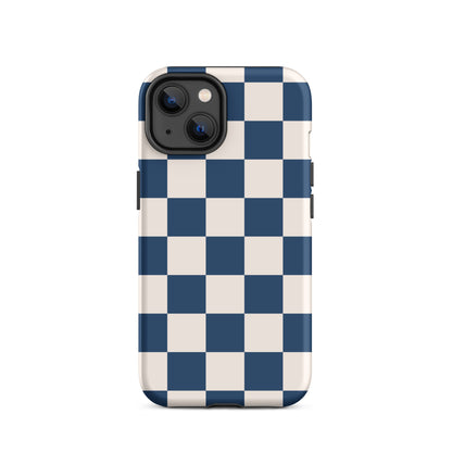 Navy & Beige Checkered iPhone Case