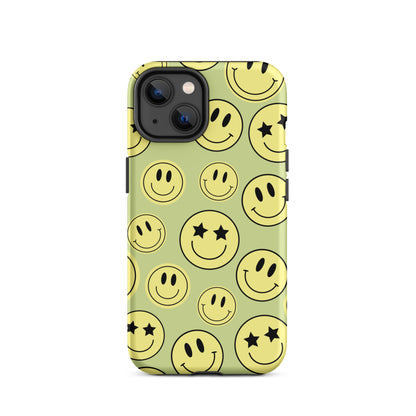 Green Smiley Faces iPhone Case