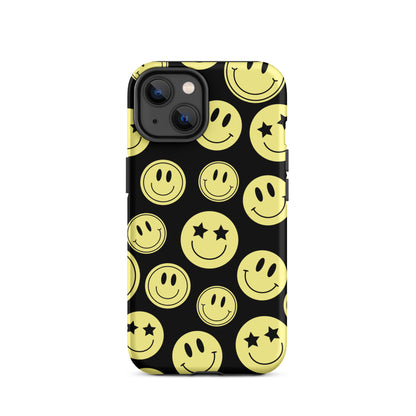 Black Smiley Faces iPhone Case