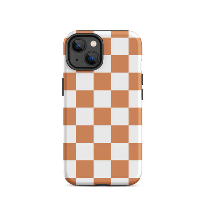 Dark Orange & White Checkered iPhone Case