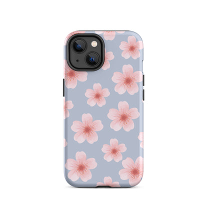 Blue Cherry Blossoms iPhone Case