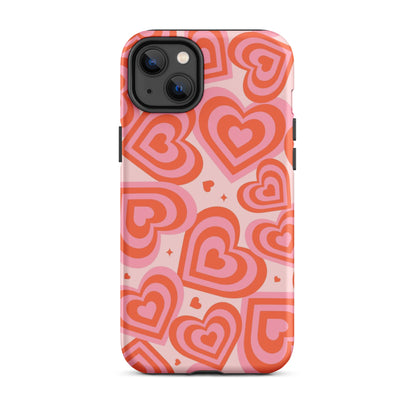 Pink & Red Hearts iPhone Case iPhone 14 Plus Matte