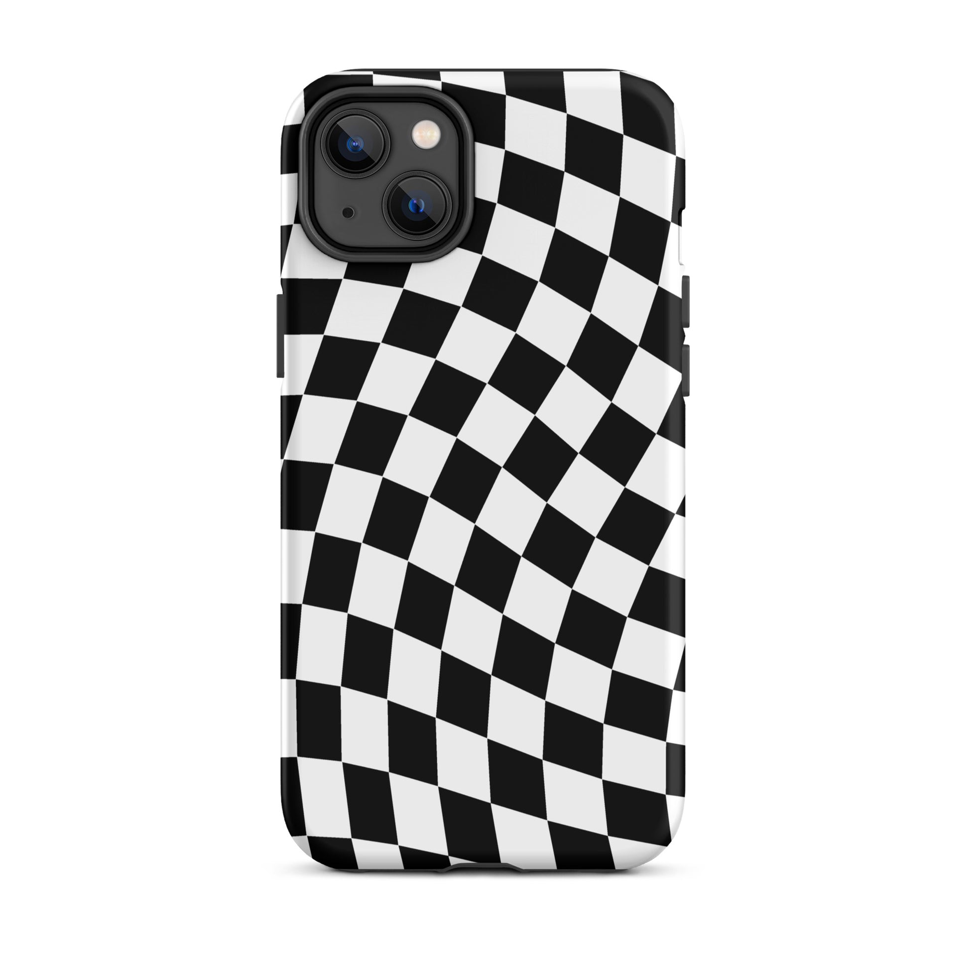 Black Wavy Checkered iPhone Case iPhone 14 Plus Matte